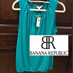 BANANA REPUBLIC NWT teal poly/spandex tank S